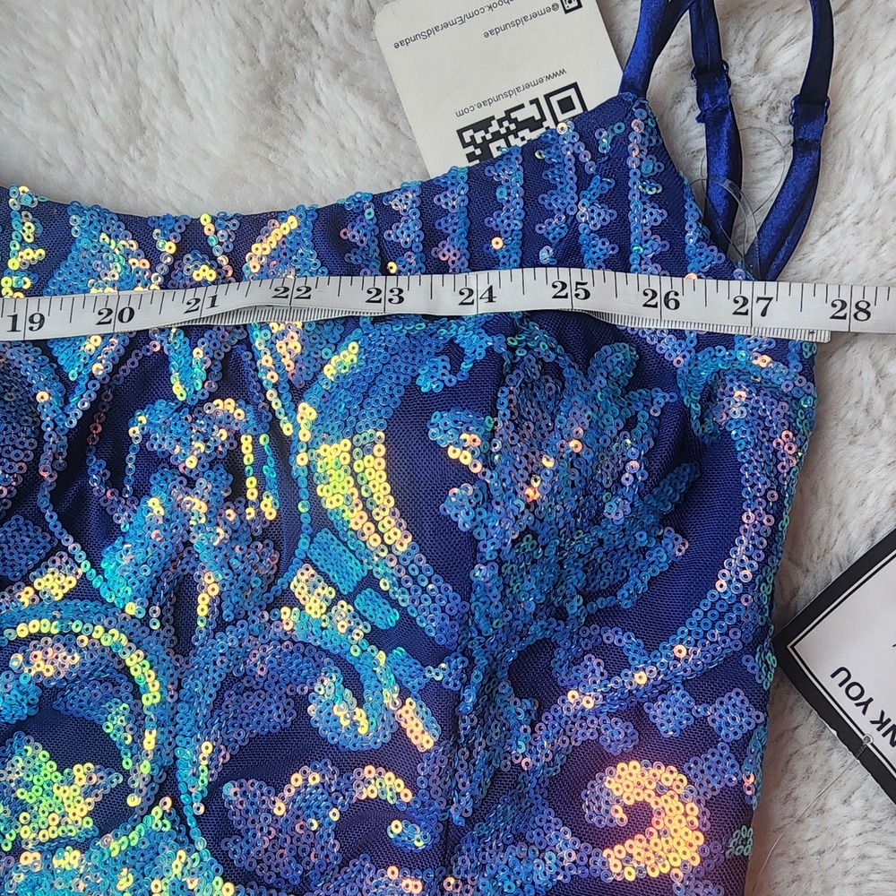 Emerald Sundae Blue Patterned Sequin Spaghetti St… - image 6